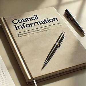 A notebook with Council Information on the front cover