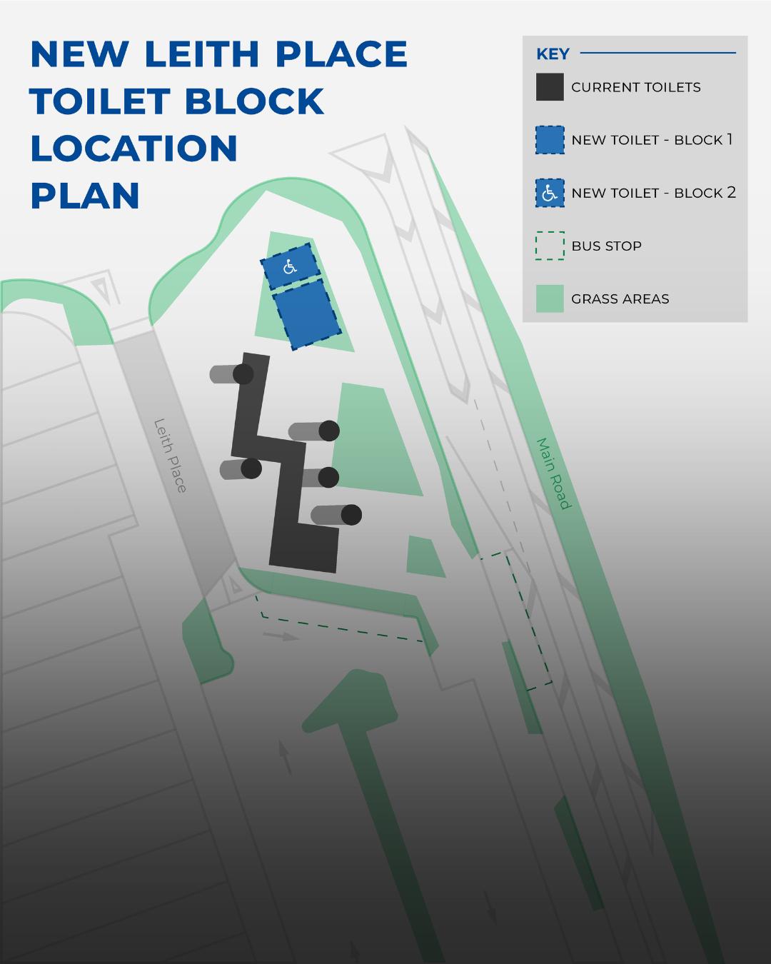 A graphic of the toilets location