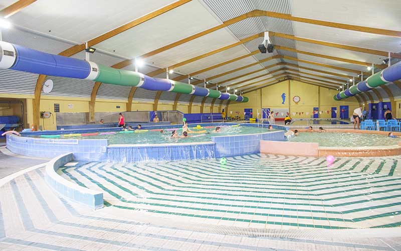 View across the main Indoor pools of the complex 